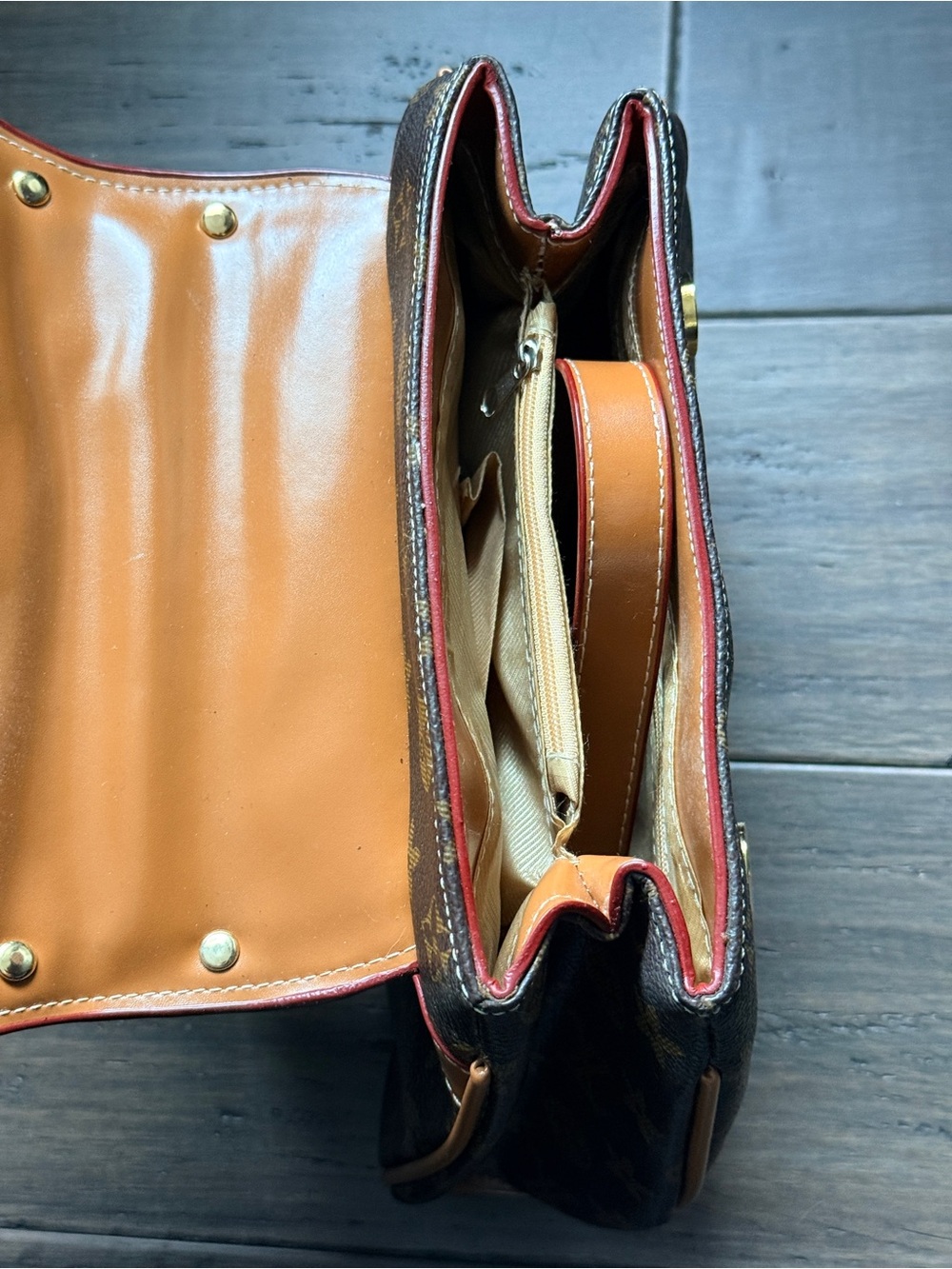 Brown Monogram Bow Accent Top Handle Bag - Picture 5 of 6